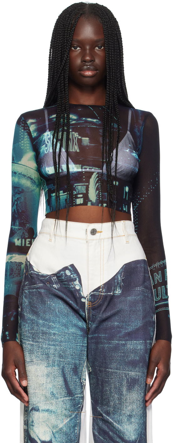 Crop top Jean Paul Gaultier Gaultier 'The Pigalle Crop' Long Sleeve T-shirt Flerfärgad | 24/30-F-TO205-T552-59560100