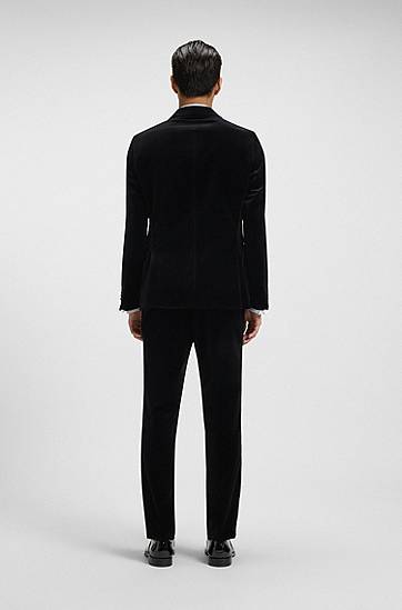 Jacka BOSS Slim-fit tuxedo jacket in cotton velvet Svart | 50551552, 1