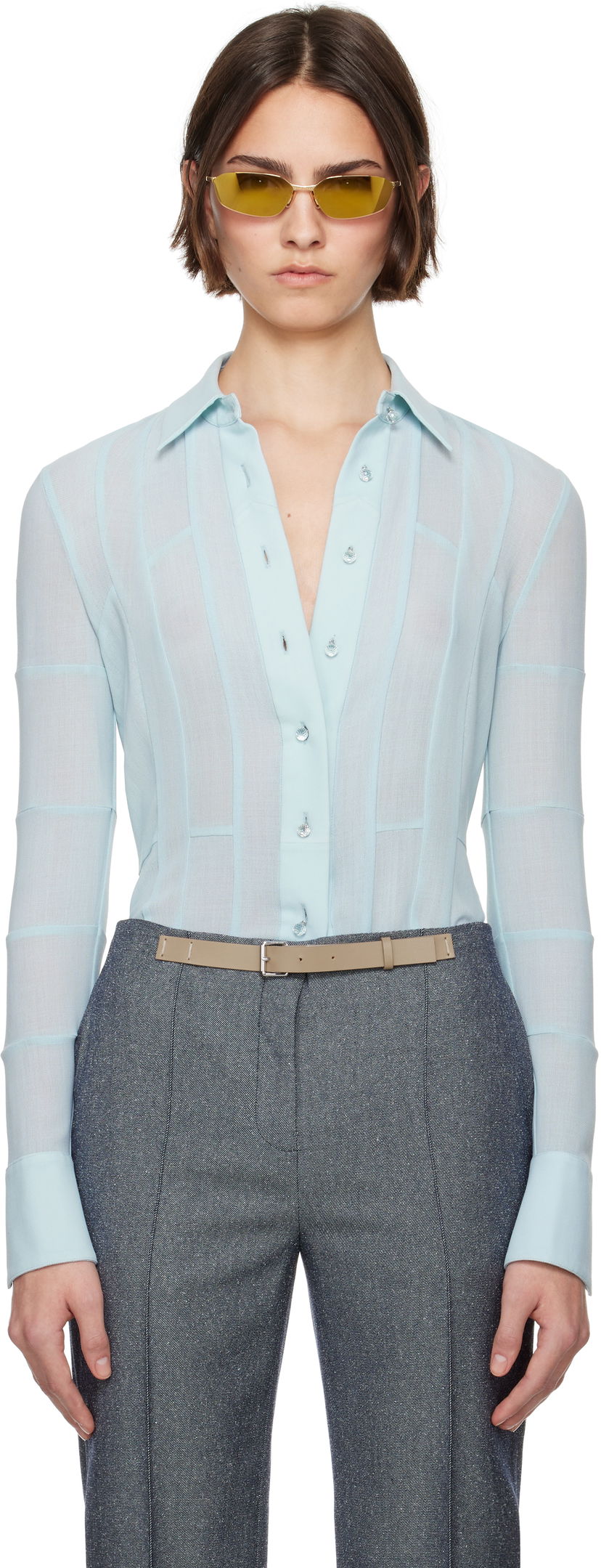Skjorta Tory Burch Tory Burch Button Down Shirt Blå | 173622-435