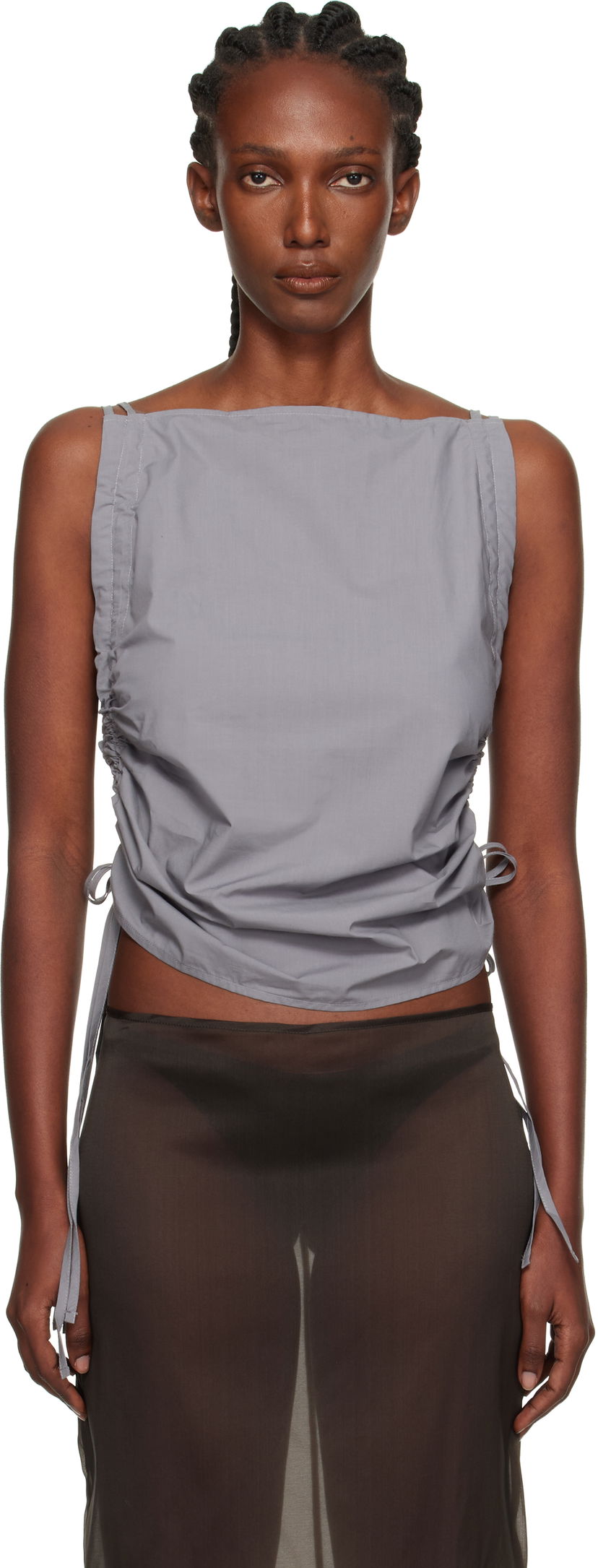 Linne Baserange Baserange Pictorial Ruched Strap Top Grå | TSPIS-PO-AU25