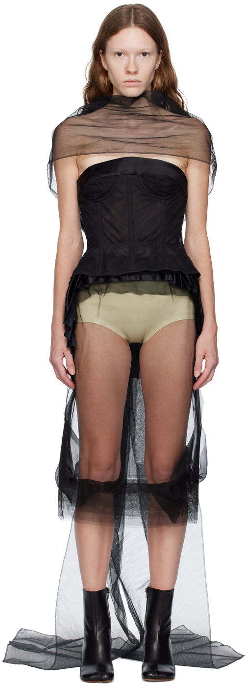 Halsduk Maison Margiela Sheer Draped Bow Stole Svart | S29TH0116 S48403