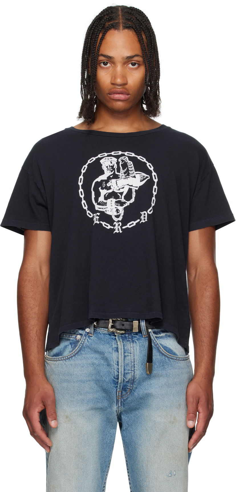 Crop top Enfants Riches Déprimés Enfants Riches Déprimés Chain Graphic Cropped T-Shirt Svart | 010-818