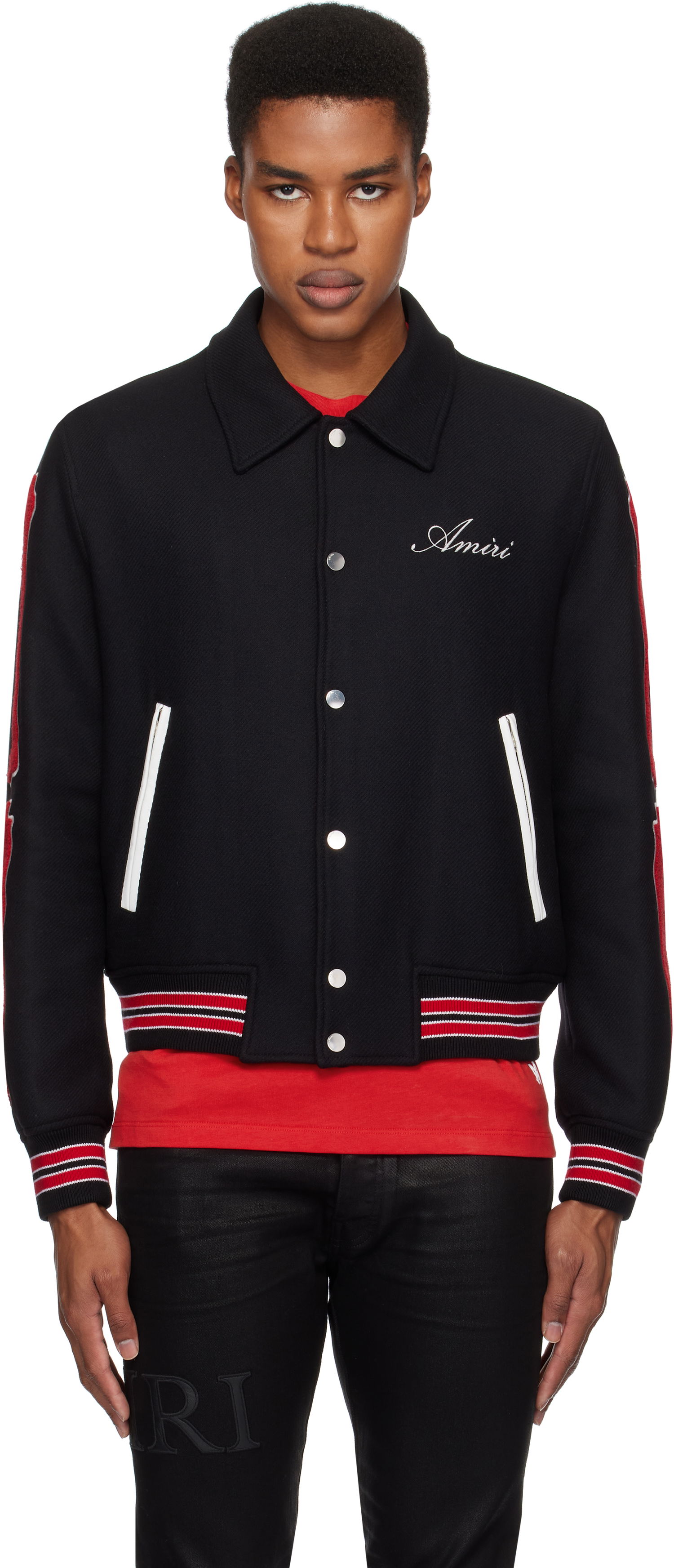 Bomberjacka AMIRI Bones Wool Bomber Jacket Svart | AMOUVY1009, 0