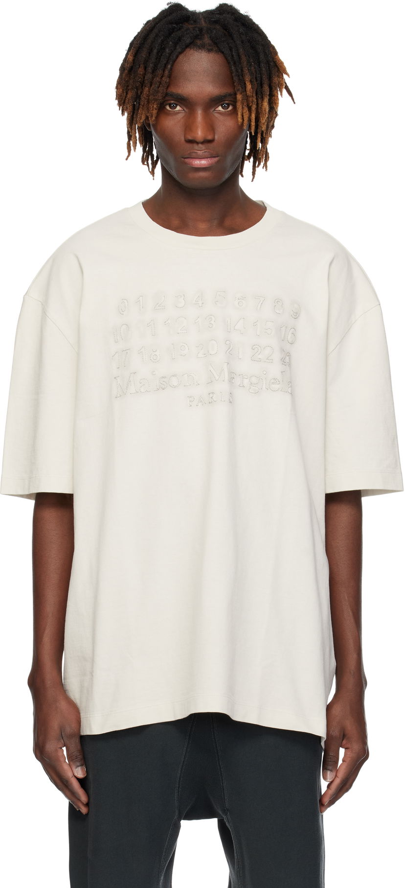 T-shirt Maison Margiela Maison Margiela Embroidered Logo T-Shirt Vit | S50GC0705 S24567