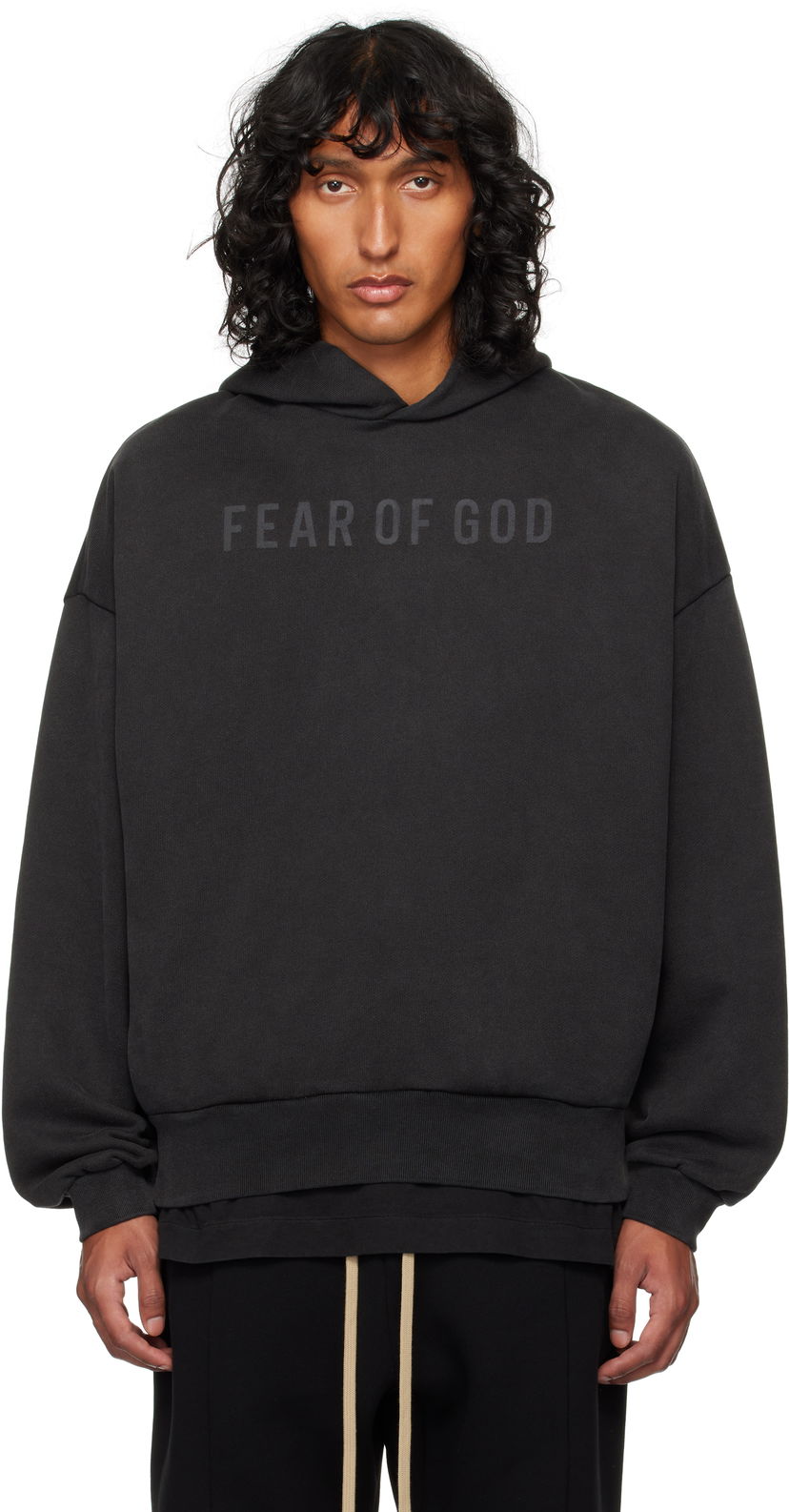 Sweatshirt Fear of God Black Terry Hoodie Svart | FG24FW50-8205LBTER