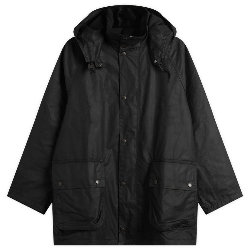Parkas Barbour Margaret Howell Stand Collar Wax Parka Jacket, Size Large Svart | MWX2513BK11