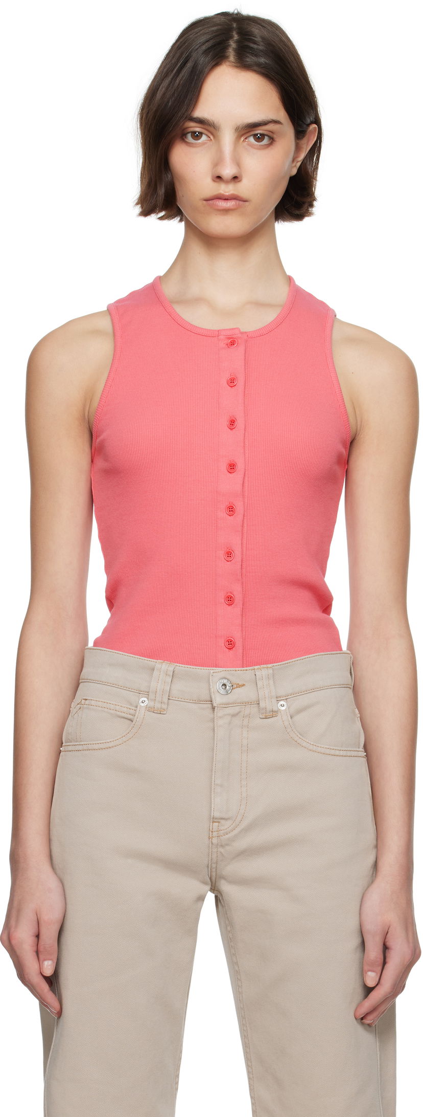 Linne JW Anderson JW Anderson Buttoned Tank Top Rosa | JO0266-PG1512