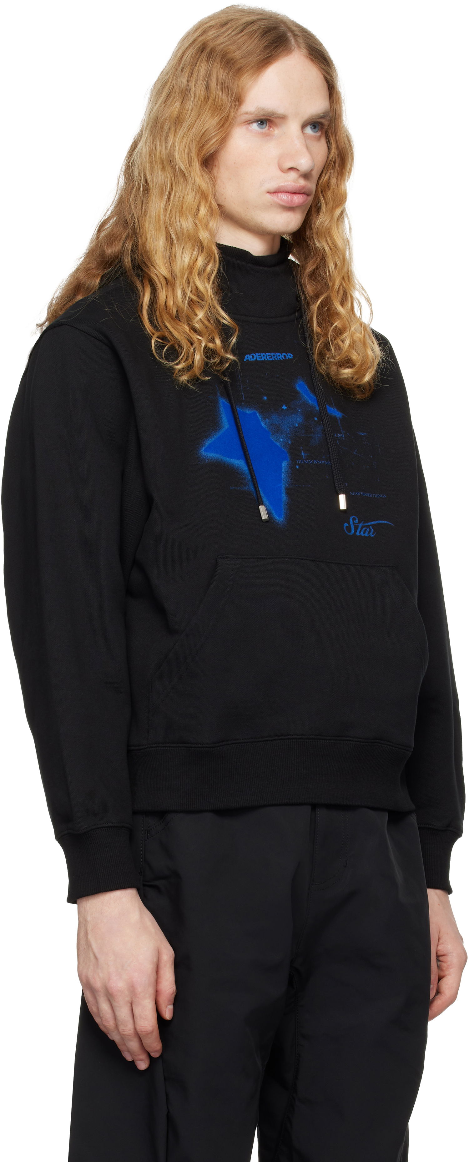 Sweatshirt ADER ERROR Graphic Print Hoodie Svart | BN01FWHD0103BK, 1