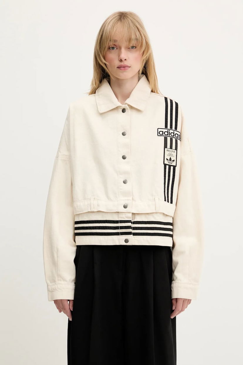 Jacka adidas Originals adidas Originals Denim Track Top Oversize Jacket Beige | JD5617
