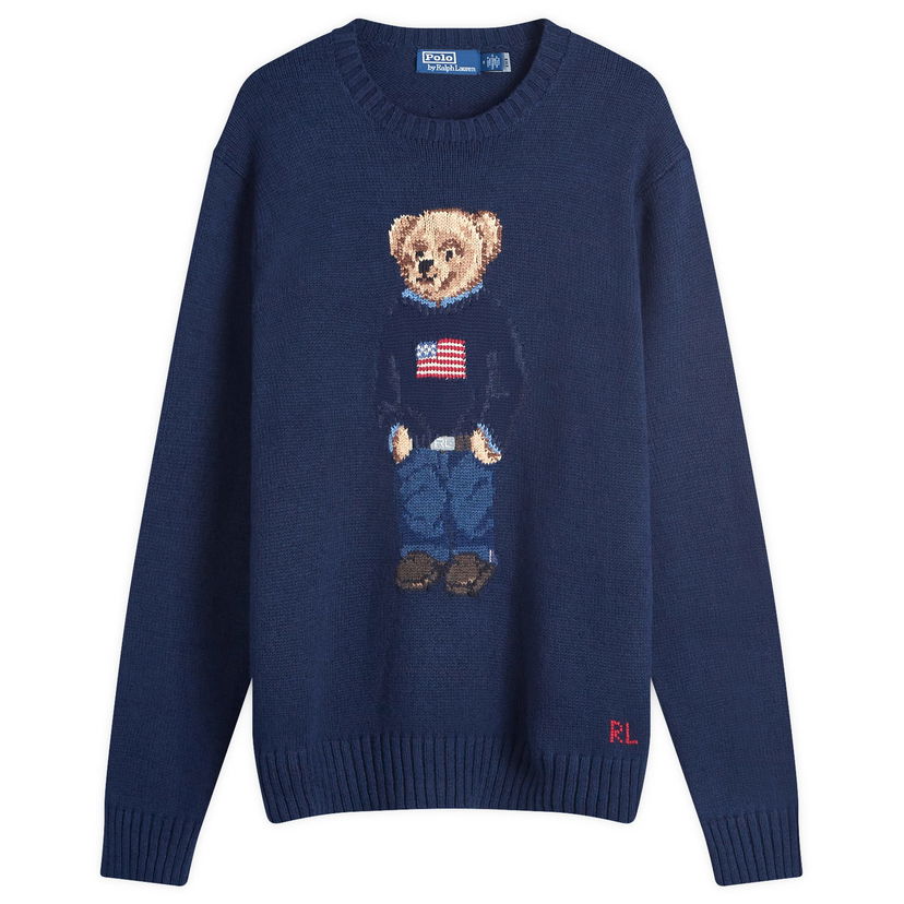 Sweater Polo by Ralph Lauren Flag Bear Jumper Large  | 710946137001