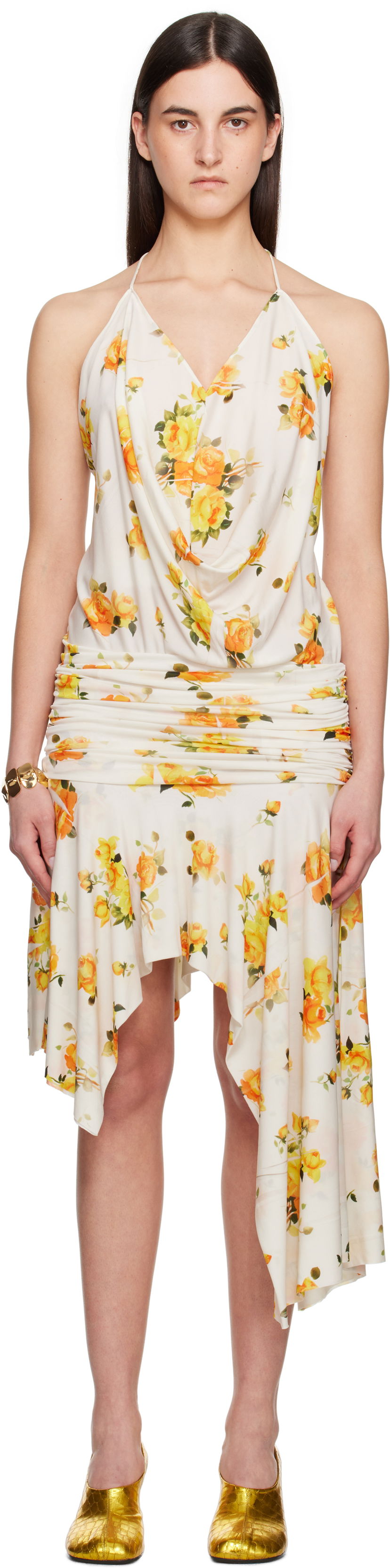 Klä Acne Studios Acne Studios Strap Floral-Print Midi Dress Gul | A20789-
