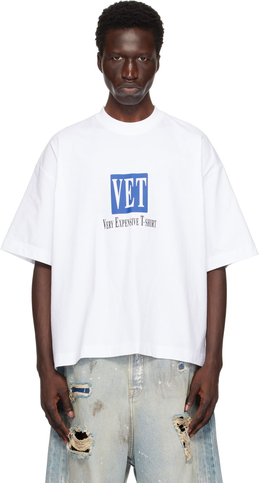T-shirt VETEMENTS 'VET' Cropped Boxy T-Shirt Vit | UA66TR685W