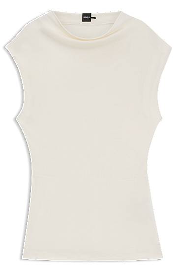 Linne BOSS BOSS Matte High-Neck Sleeveless Top Vit | 50541896