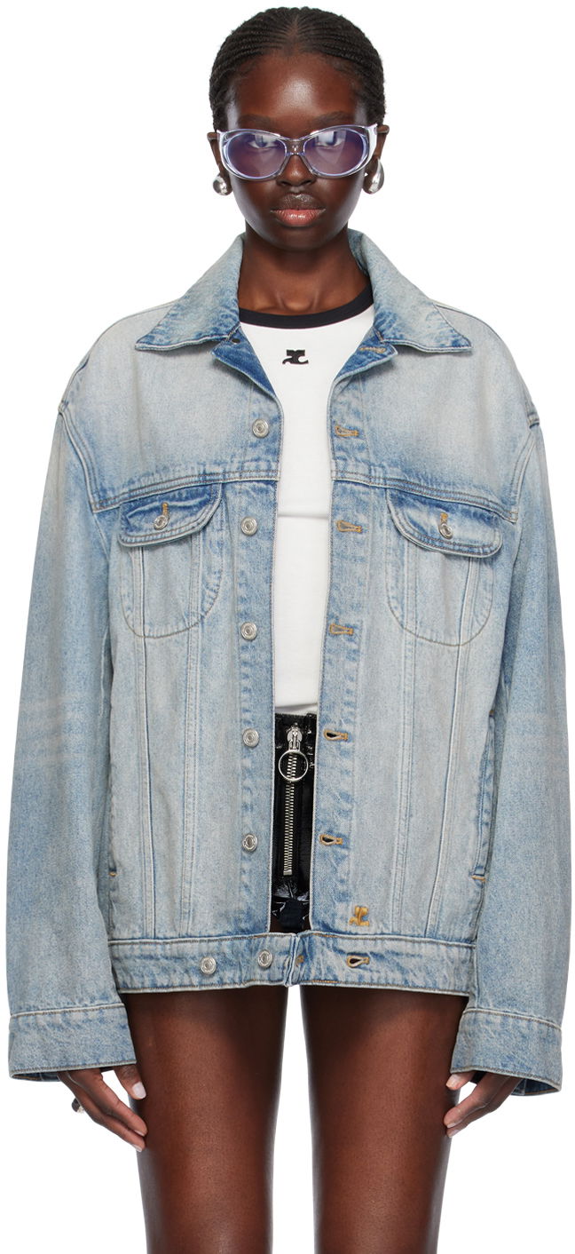 Jacka Courrèges Cocoon Denim Jacket Blå | 124DBL161DE0016