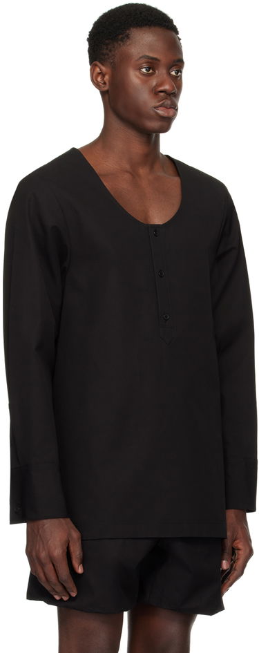 Skjorta We11done Scoop Neck Long Sleeve Shirt Svart | WD-BL1-24-151-M-BK, 1