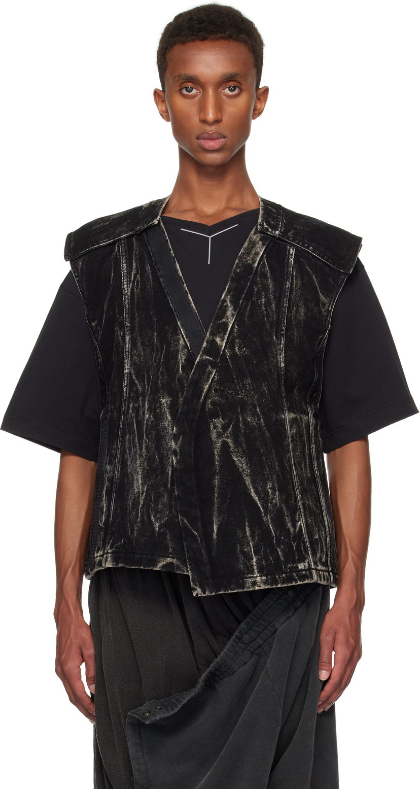 Väst Y/PROJECT Vertical Whiskers Denim Vest Svart | 107JA004