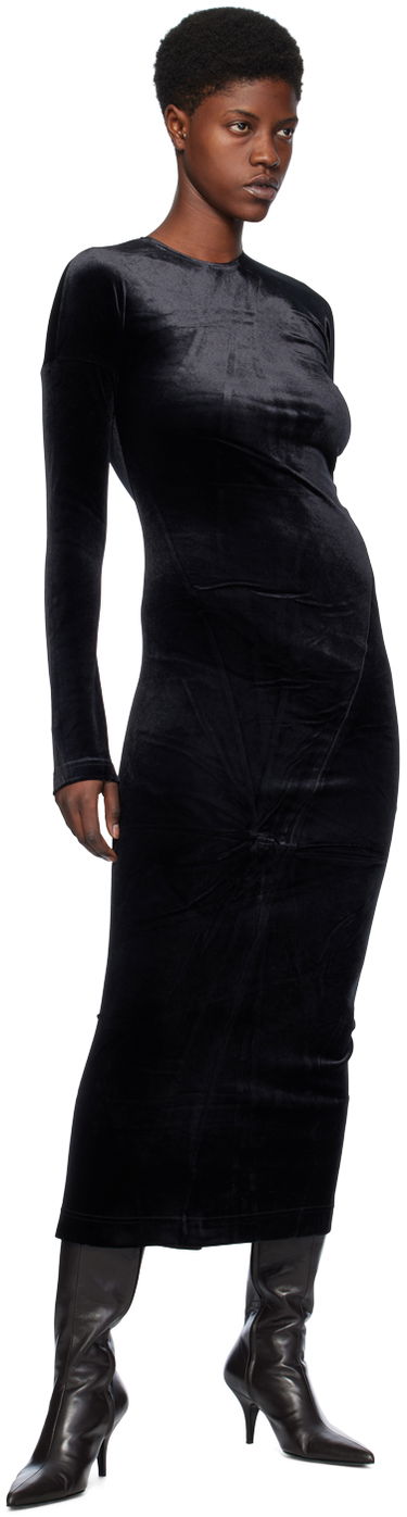 Klä TOTEME Twisted Velvet Midi Dress Svart | 234-WRD824-FB0078, 3