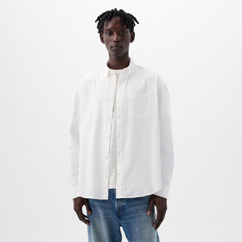 Skjorta GAP Shirt Standard Logo Oxford Shirt Optic White XL Vit | 887258-02
