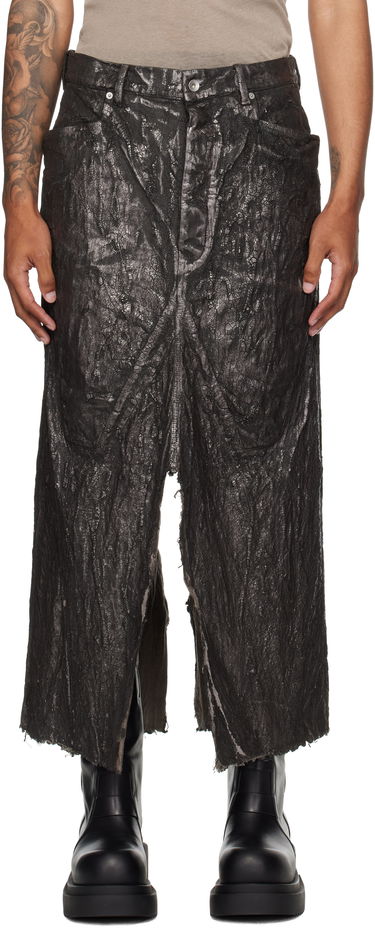 Kjol Rick Owens Concordians Long Slivered Denim Skirt Svart | RU02E1330 BZMT, 0