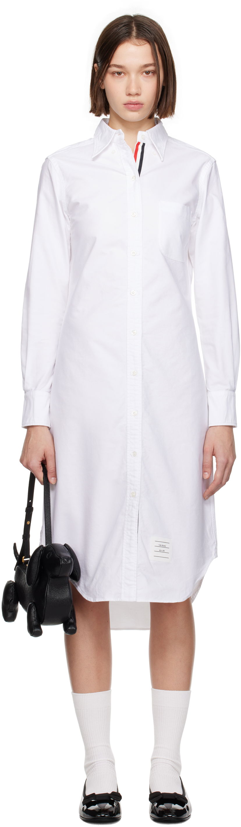 Klä Thom Browne Oxford Shirt Midi Dress Vit | FDS001E-F0313