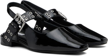 Klä rag & bone rag & bone Astra Leather Slingback Ballerina Flats Svart | WFF24FF000PA0, 3