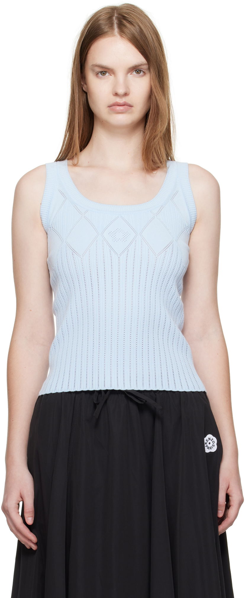 Linne KENZO Kenzo Paris Textured Tank Top Blå | FF62TO6143CW