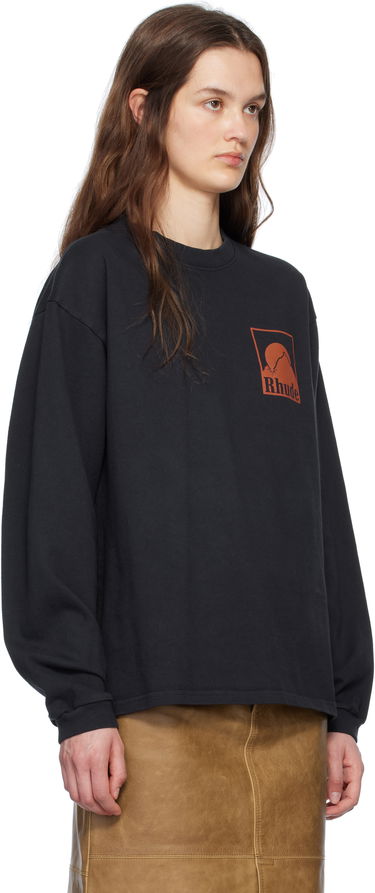 Sweater Rhude Rhude Moonlight Badge Long Sleeve T-Shirt Svart | RHSS25TT16012, 4