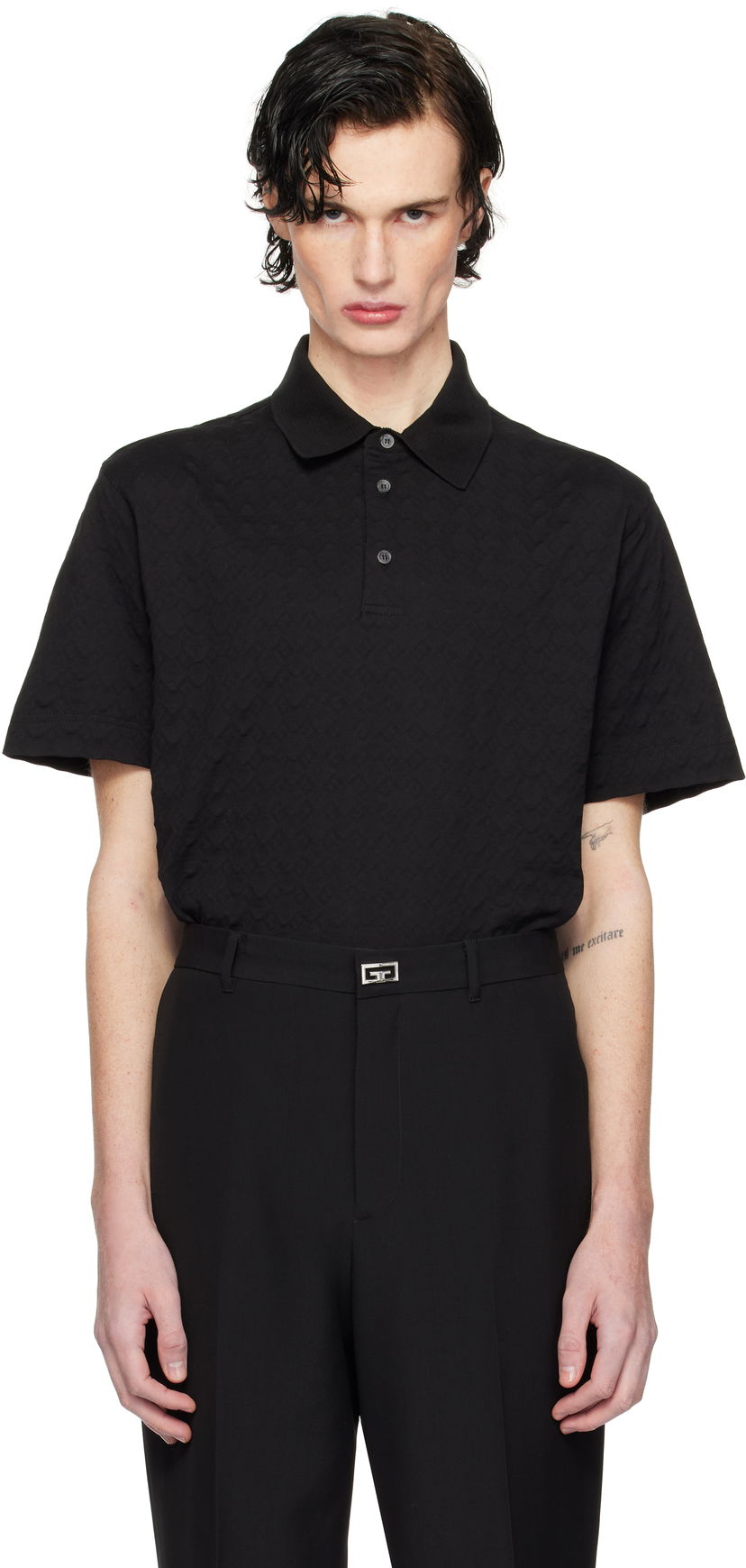 Polotröja Givenchy Classic Fit Embroidered Polo Svart | BM71KR3YPA001