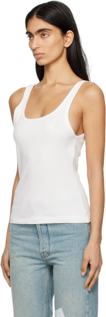 Linne Maison Margiela MM6 Maison Margiela Cotton Ribbed Tank Top Vit | S52NL0070 M20054, 3