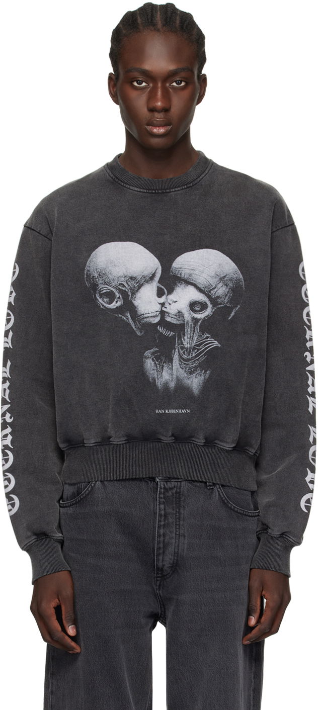 Sweatshirt Han Kjøbenhavn Aliens Kissing Graphic Sweatshirt Svart | M-133224