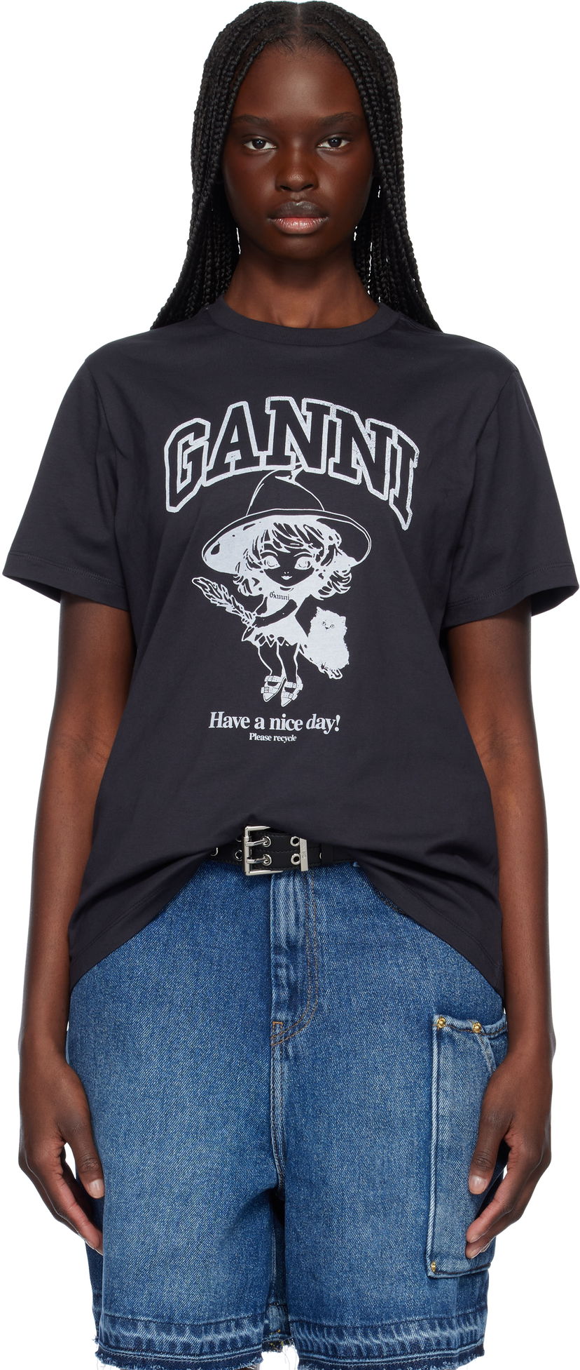 T-shirt GANNI GANNI Witch Relaxed T-Shirt Svart | T4138