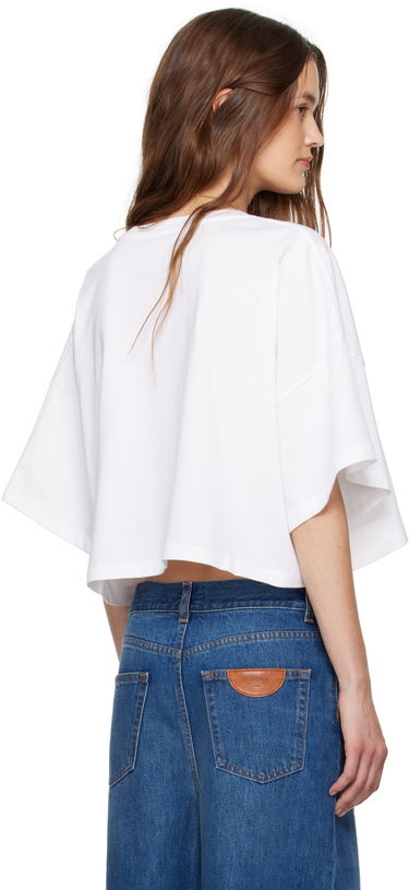 Crop top CHLOÉ Chloe Oversized Cropped Logo T-Shirt Vit | CH25UJH09183, 2