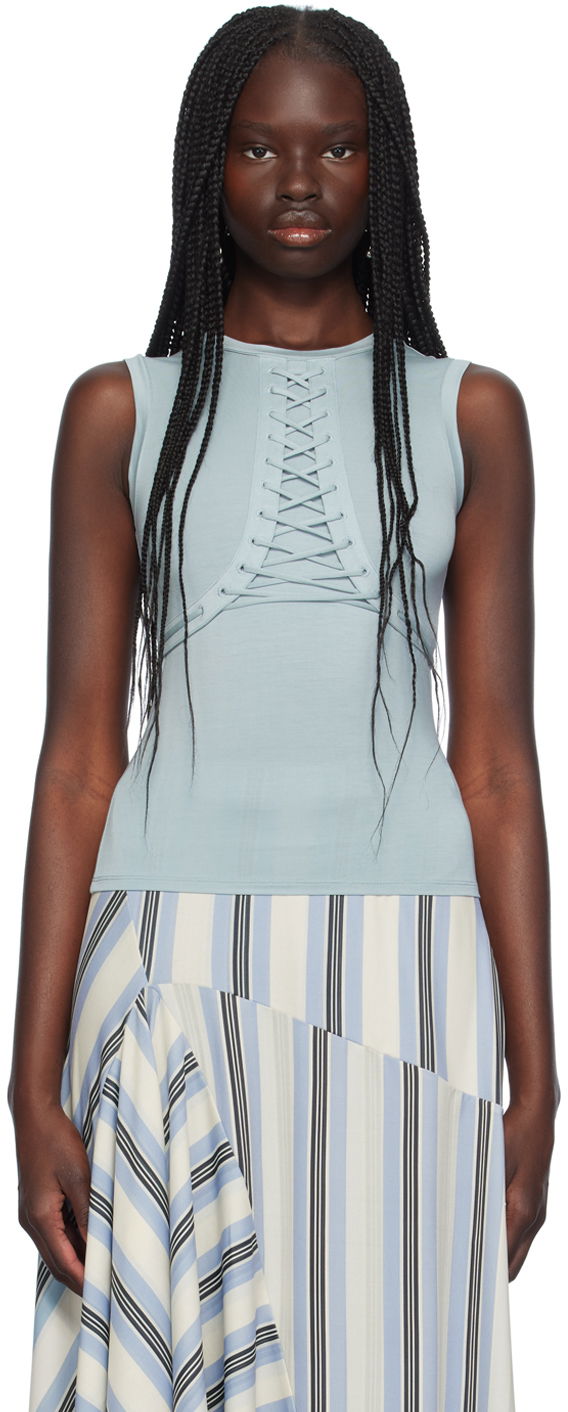 Linne Miaou Miaou Zora Lace-Up Tank Top Blå | 7127TJBAIR