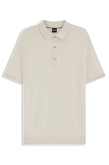 Polotröja BOSS Regular-Fit Knit Polo Shirt Beige | 50543148