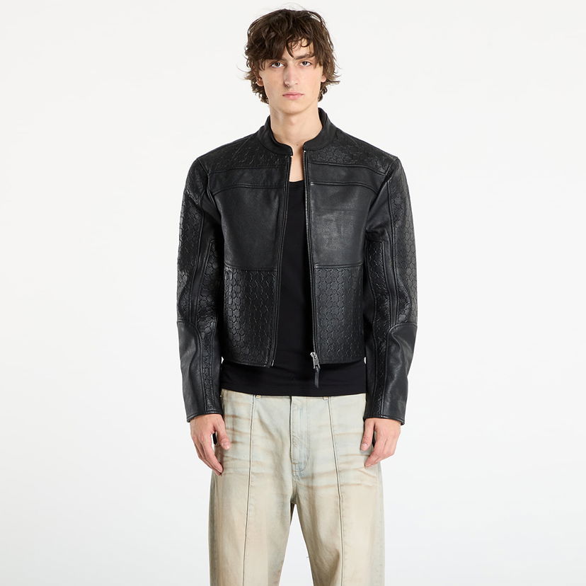 Jacka DAILY PAPER Daily Paper Structured Leather Jacket Svart | 2521019