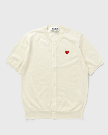 Sweater Comme des Garçons Comme des Garcons PLAY Short Sleeve Cardigan with Red Heart Emblem Beige | AX-N095-051-6, 1