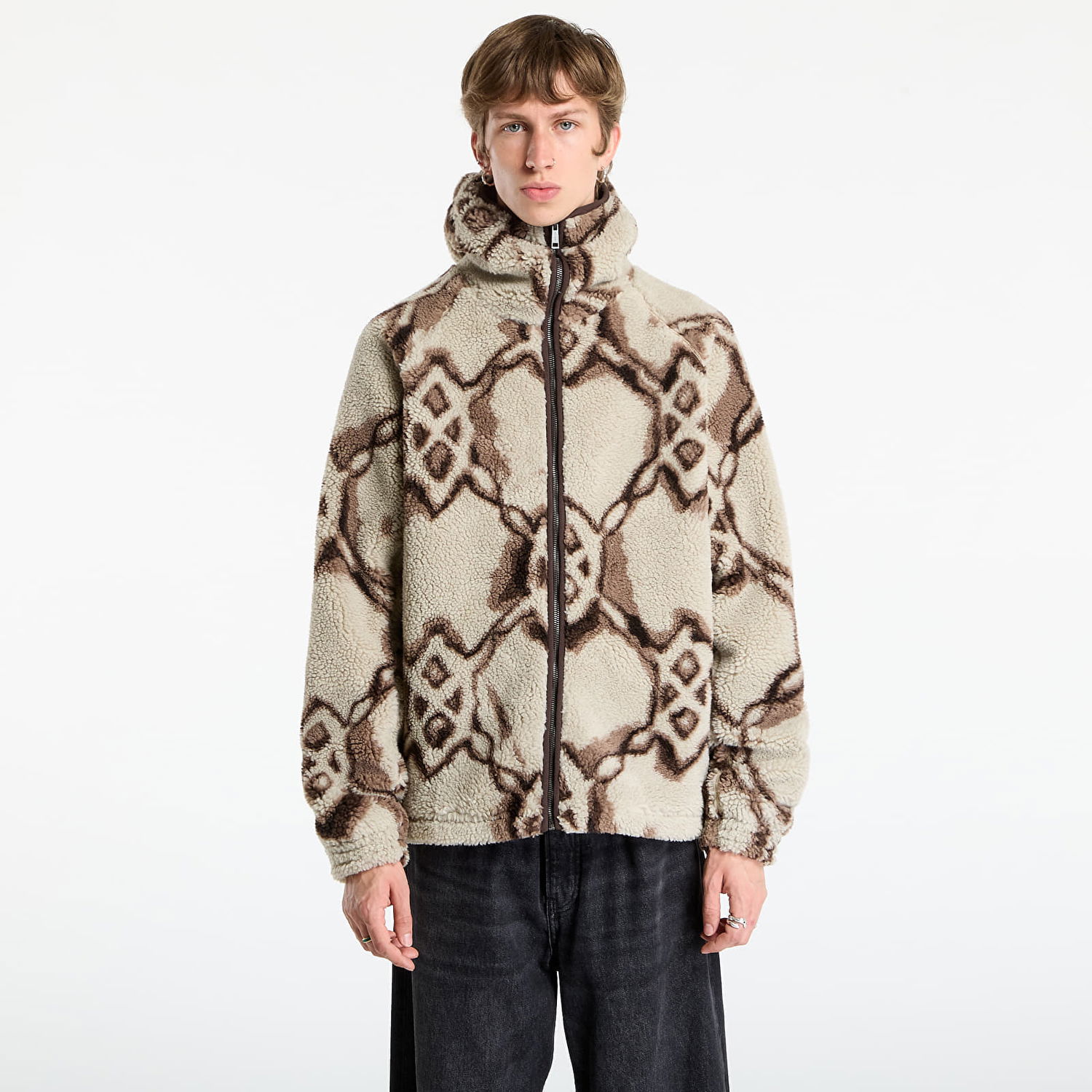 Sweatshirt DAILY PAPER Daily Paper Burned Shield Sherpa Hoodie Beige | 2521134, 0