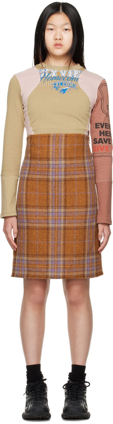 Kjol We11done Plaid Mini Dress Brun | WD-OP3-22-219-W-OR