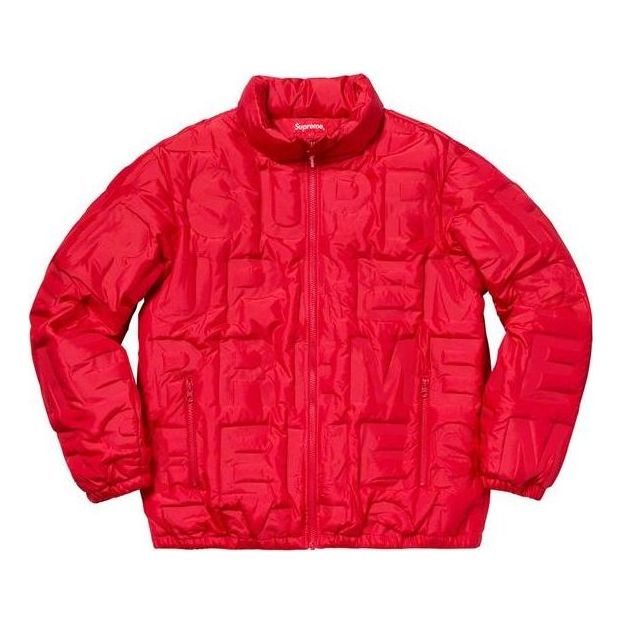 Pufferjacka Supreme Logo Embossed Puffy Jacket Röd | SUP-SS19-017