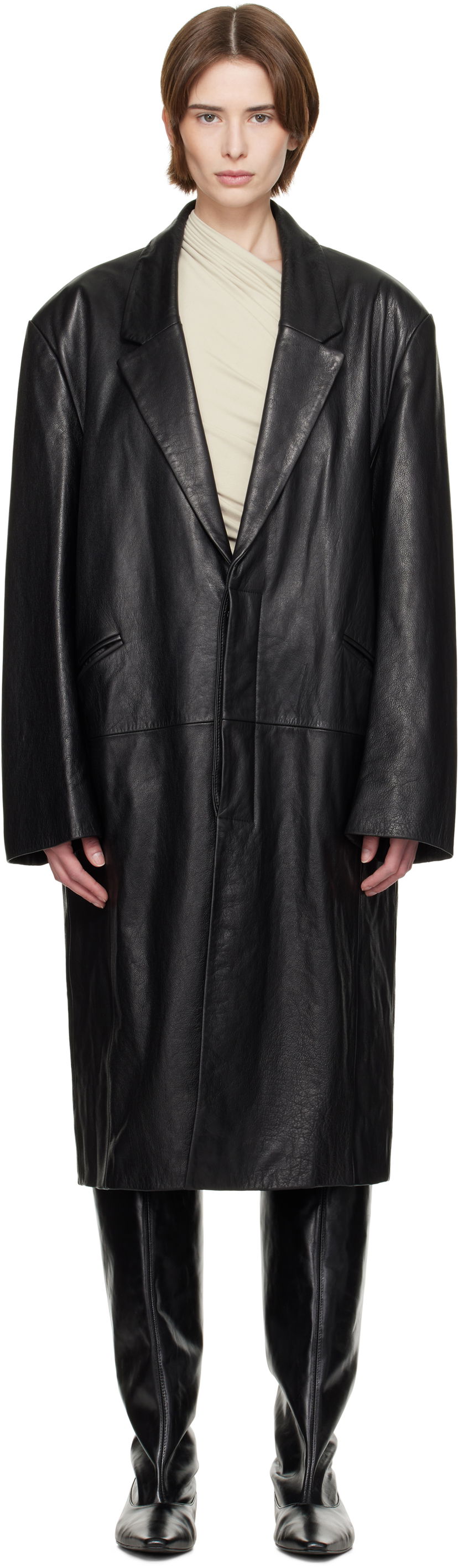 Rockar Entire Studios Entire Studios Single Breasted Leather Coat Svart | ES2620BL