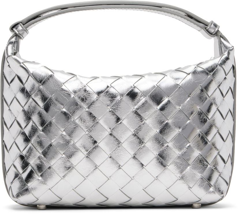 Handväska Bottega Veneta Wallace Metallic Leather Shoulder Bag Metallisk | 754443 V4P11