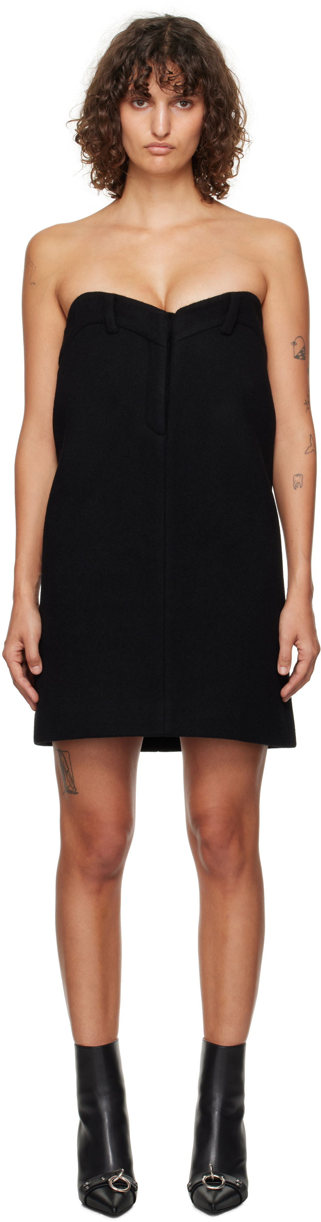 Klä We11done We11done Sweetheart Mini Dress Svart | WD-OP3-24-119-W-BK, 0