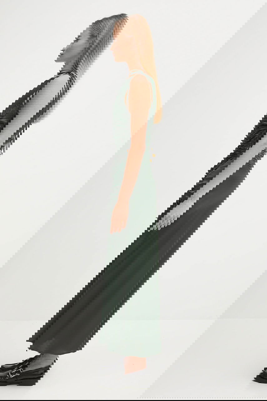 Klä GANNI GANNI Stretch Satin Gathered Maxi Dress Grön | W0739, 1