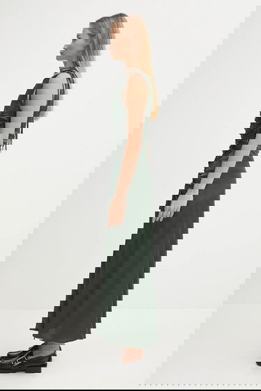 Klä GANNI GANNI Stretch Satin Gathered Maxi Dress Grön | W0739, 1