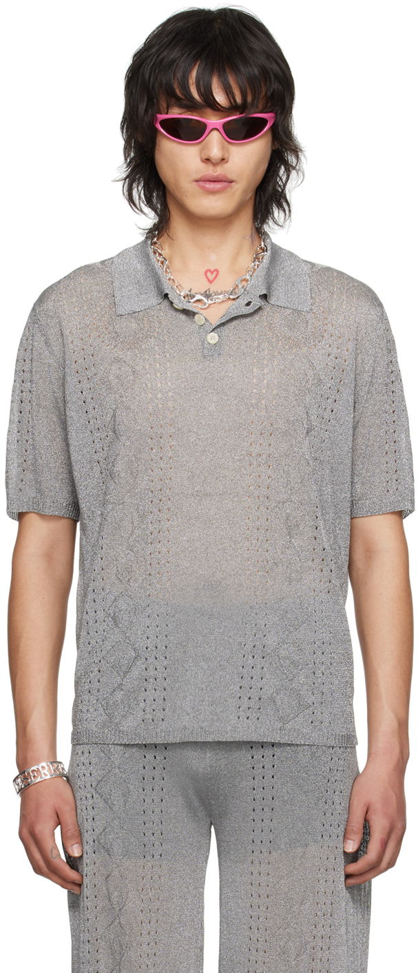 Polotröja Marine Serre Metallic Polo Tee Grå | MTK003 CKNI0515