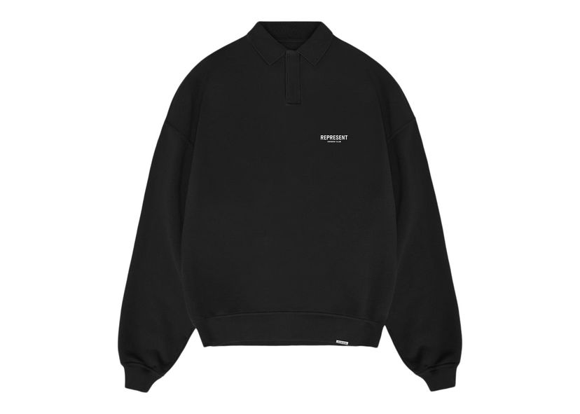 Sweater Represent Clo Represent Owners Club Long Sleeve Polo Sweater Black Svart | MS4024-01