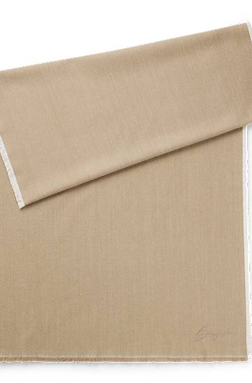 Halsduk BOSS Cotton-blend Scarf with Handwritten Logo Embroidery Beige | 50558638, 0