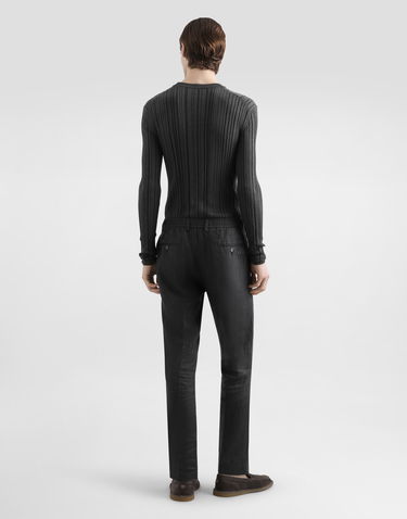 Byxor Dolce & Gabbana Dolce & Gabbana Washed Linen Canvas Cropped Trousers Grå | GV4EEZFU4MFN9833, 2