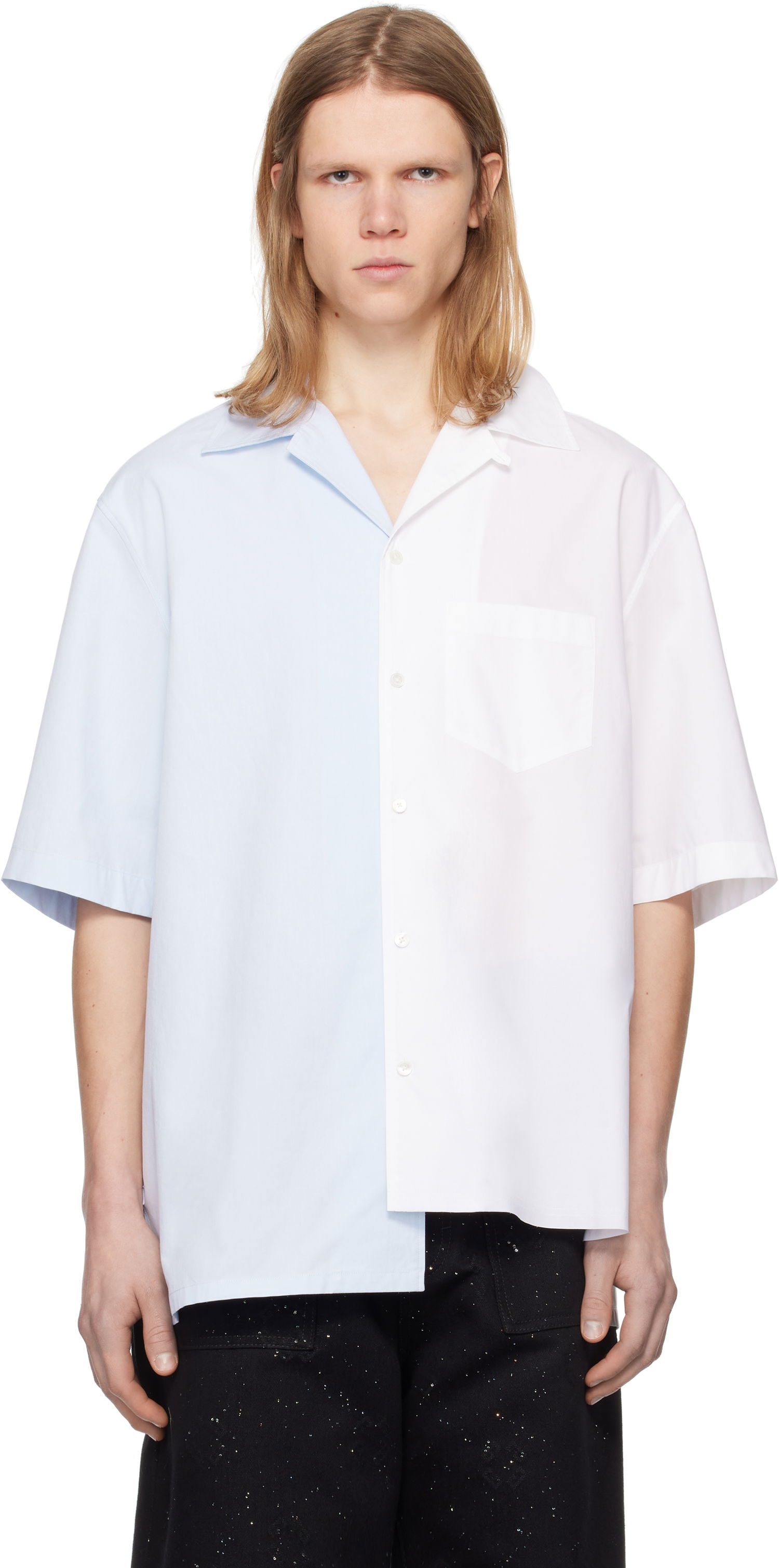 Skjorta LANVIN Lanvin Bicolor Asymmetric Shirt Blå | RM-SI0014-6043-P25, 0