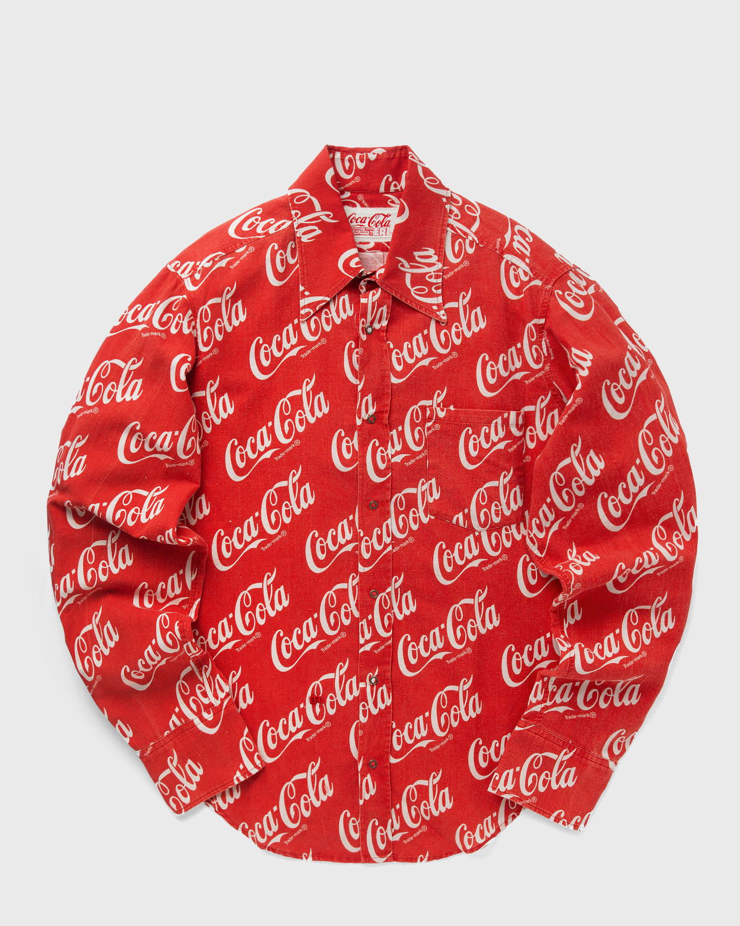 Skjorta ERL Printed Button Up Long Sleeve Shirt Röd | ERL08B015, 0